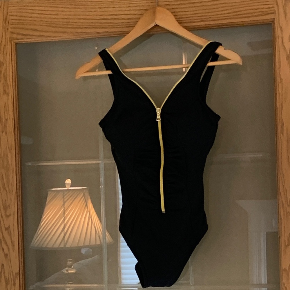 Miraclesuit Black One Piece Swimsuit with Gold Zipper